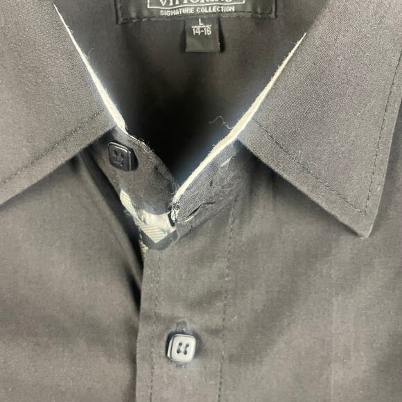 Vittorino Men's Large Black Solid Long Sleeve Button Up Shirt - Picture 4 of 16